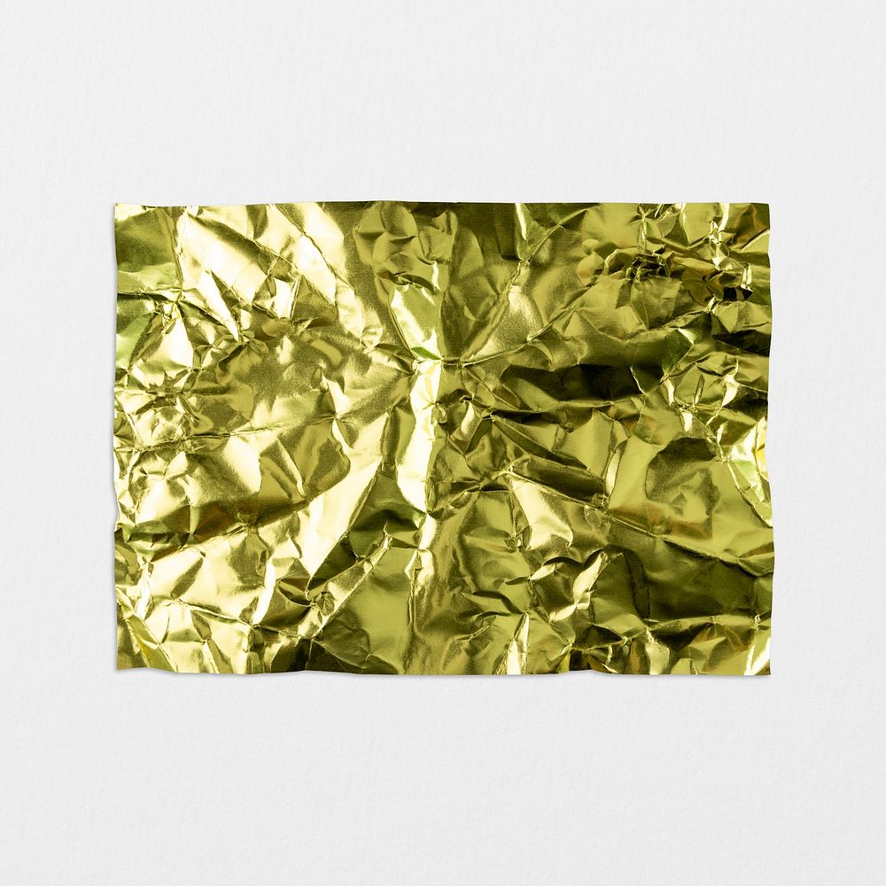 Gold aluminum foil psd, isolated object, collage element
