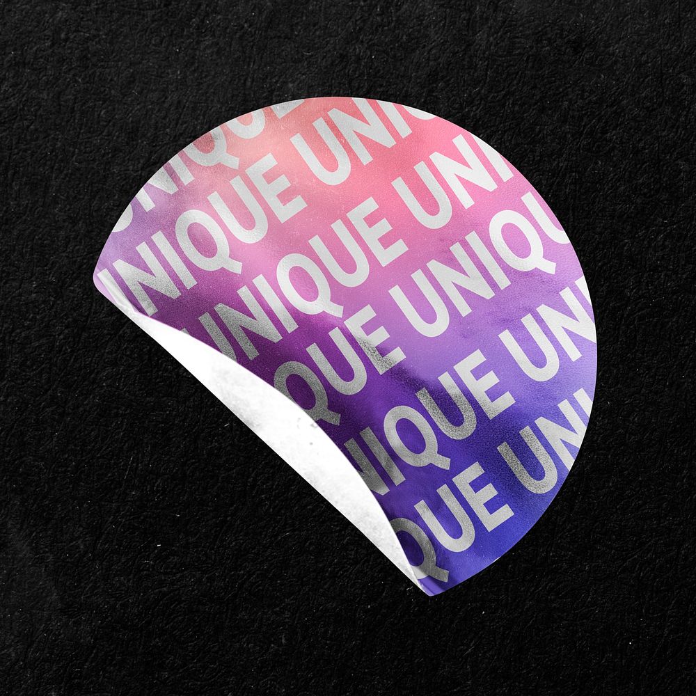 Round sticker mockup, gradient design psd