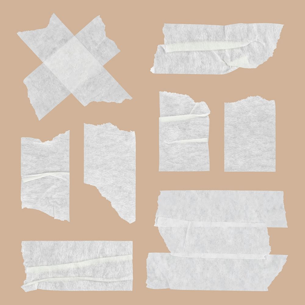 Wrinkled paper tape vector set