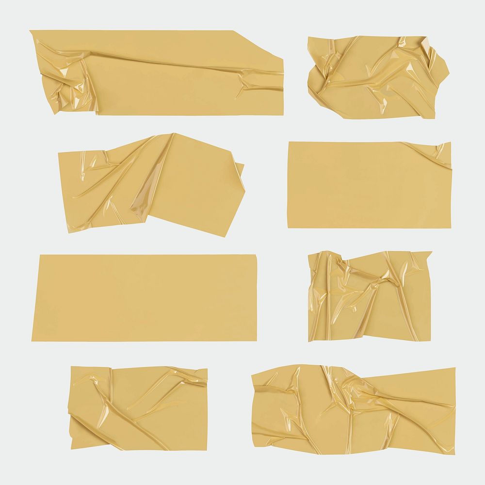 Wrinkled packing tape set vector