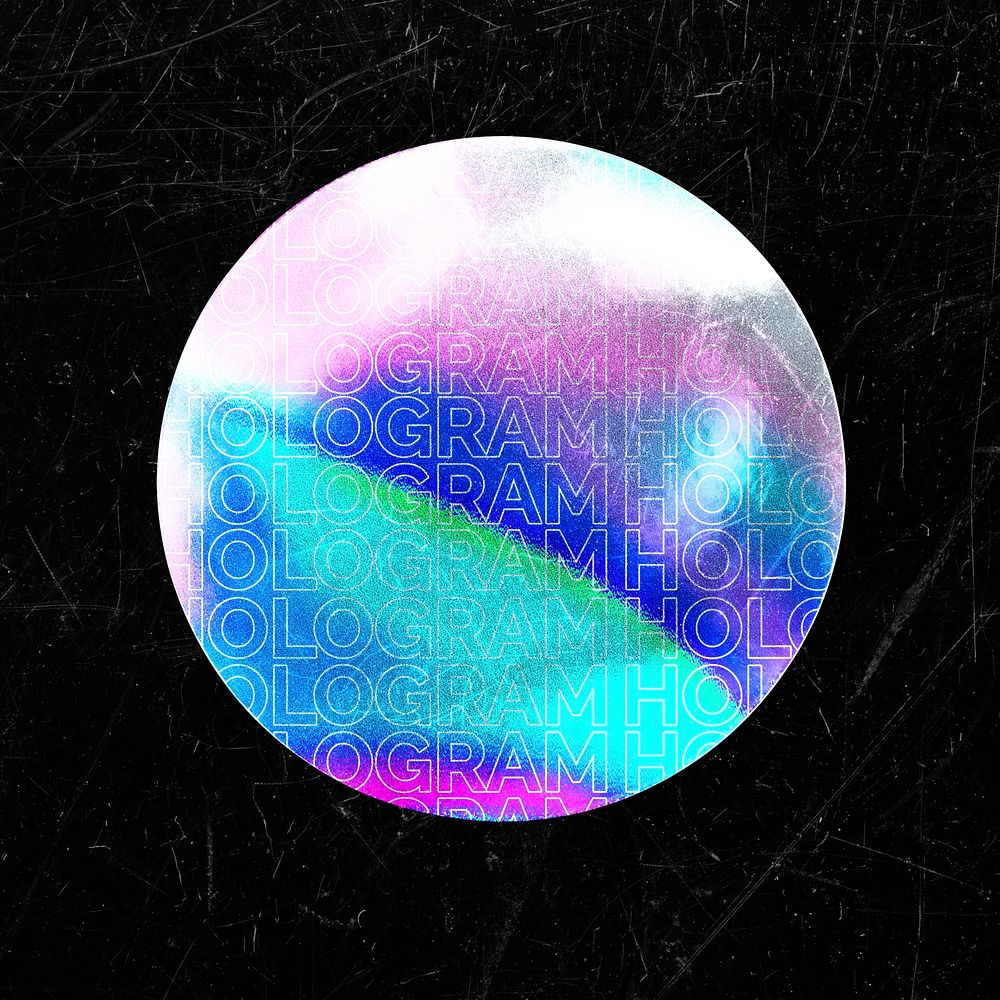 Aesthetic iridescent sticker mockup psd, round shape design