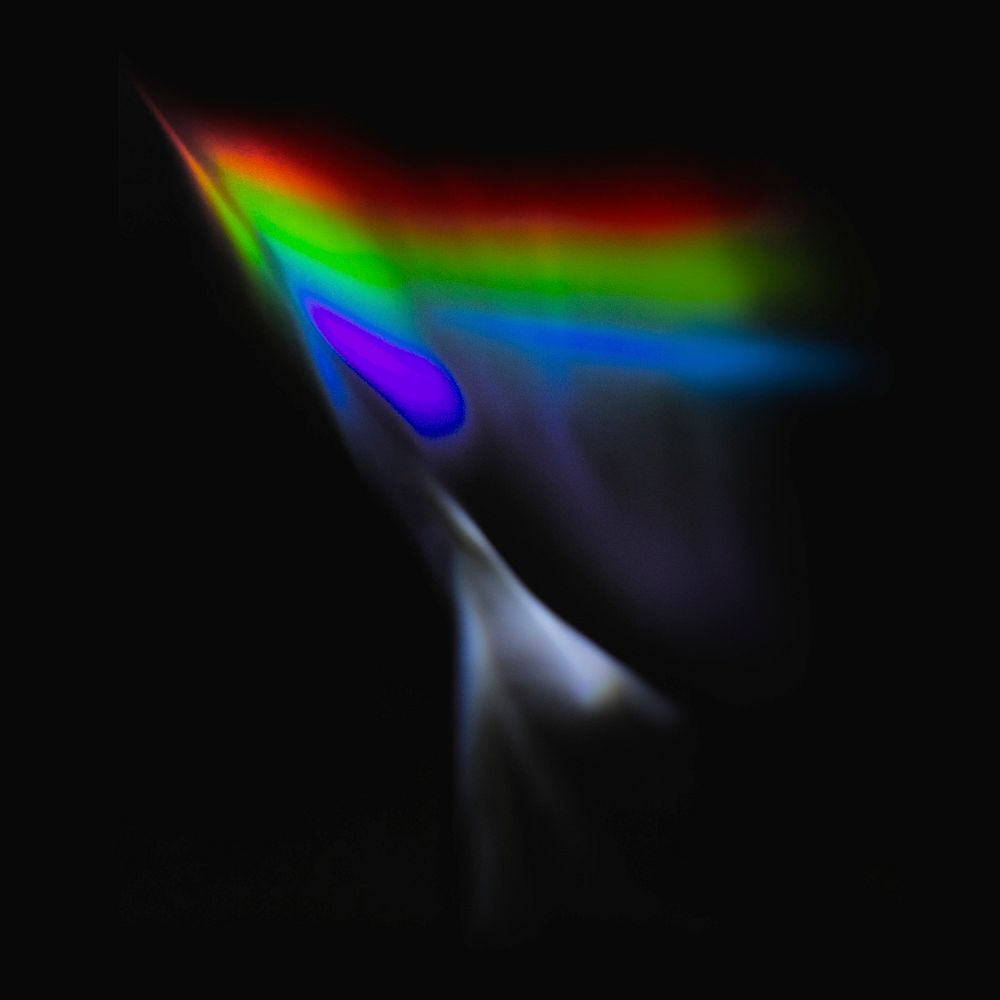 Prism lens flare rainbow overlay effect psd on black background