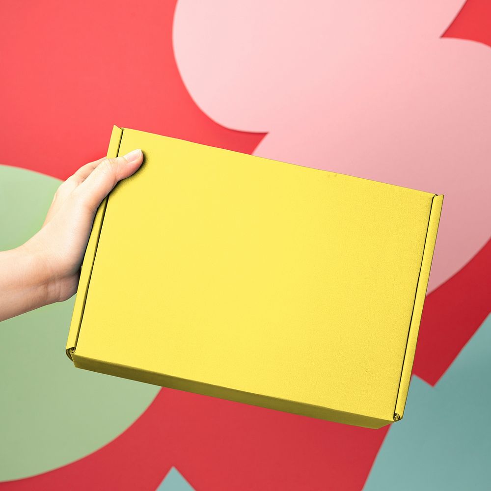 Yellow kraft box, paper packaging for small business
