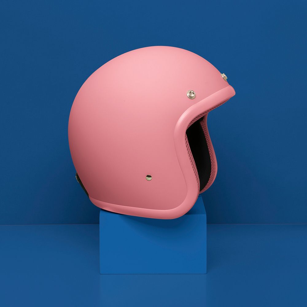 Half shell helmet mockup, pink feminine design psd