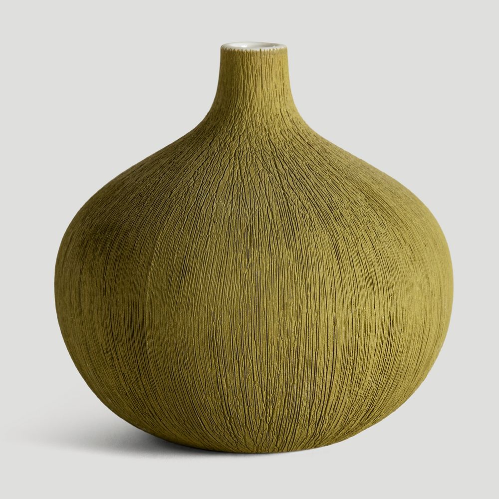 Seaweed green ceramic textured vase mockup design resource