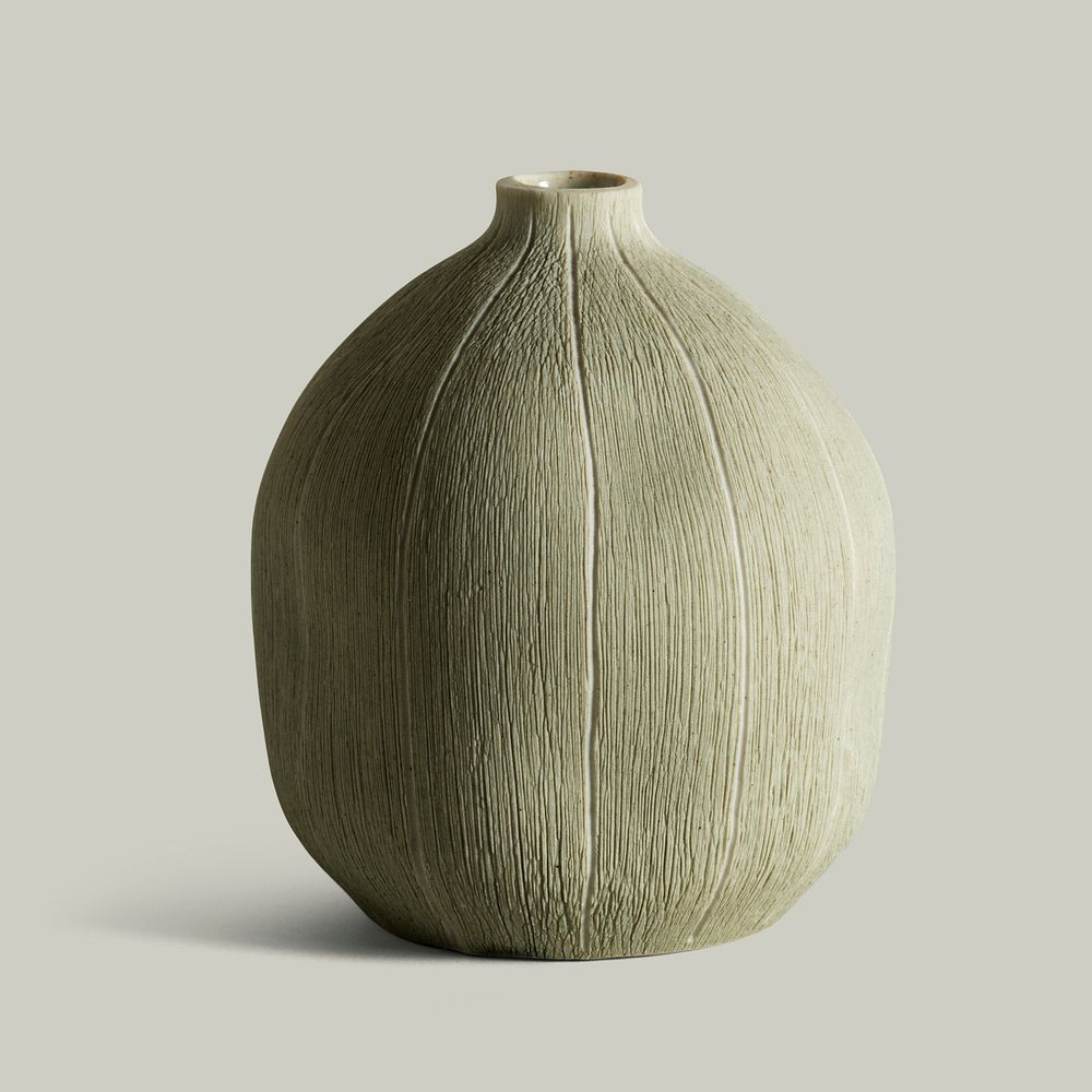 Gray ceramic textured vase mockup design resource
