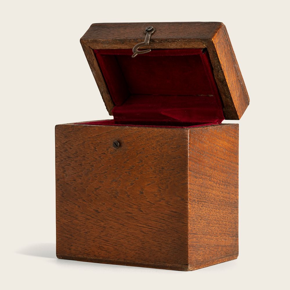 Wooden treasure chest mockup with a metal latch design resource