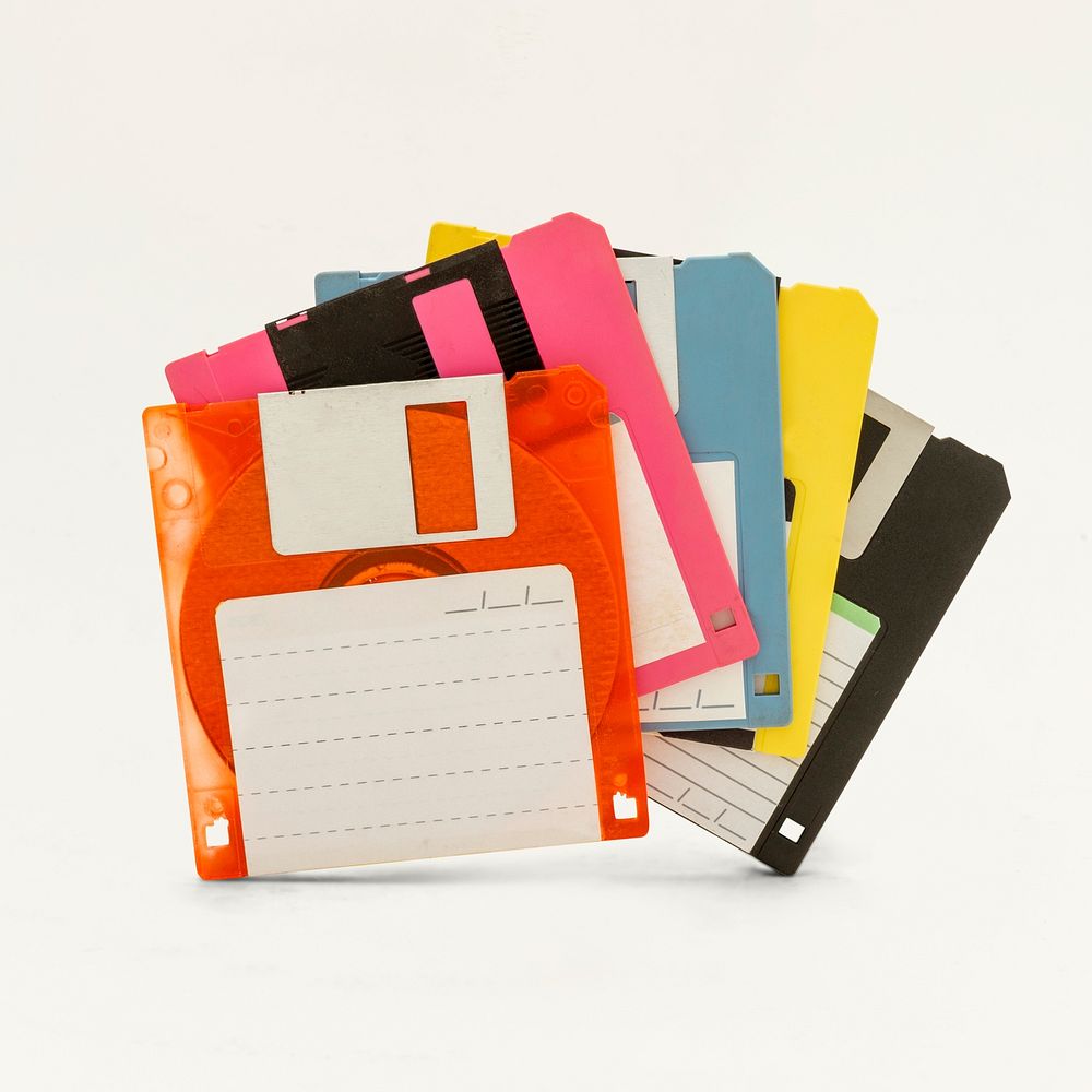 Colorful floppy disk mockup design resources