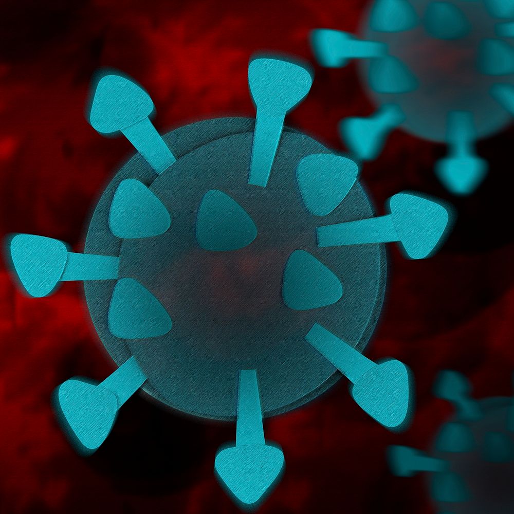 Blue paper craft coronavirus cell