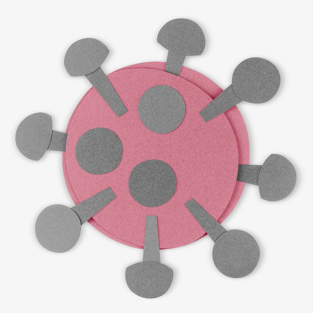 Pink paper craft coronavirus cell mockup