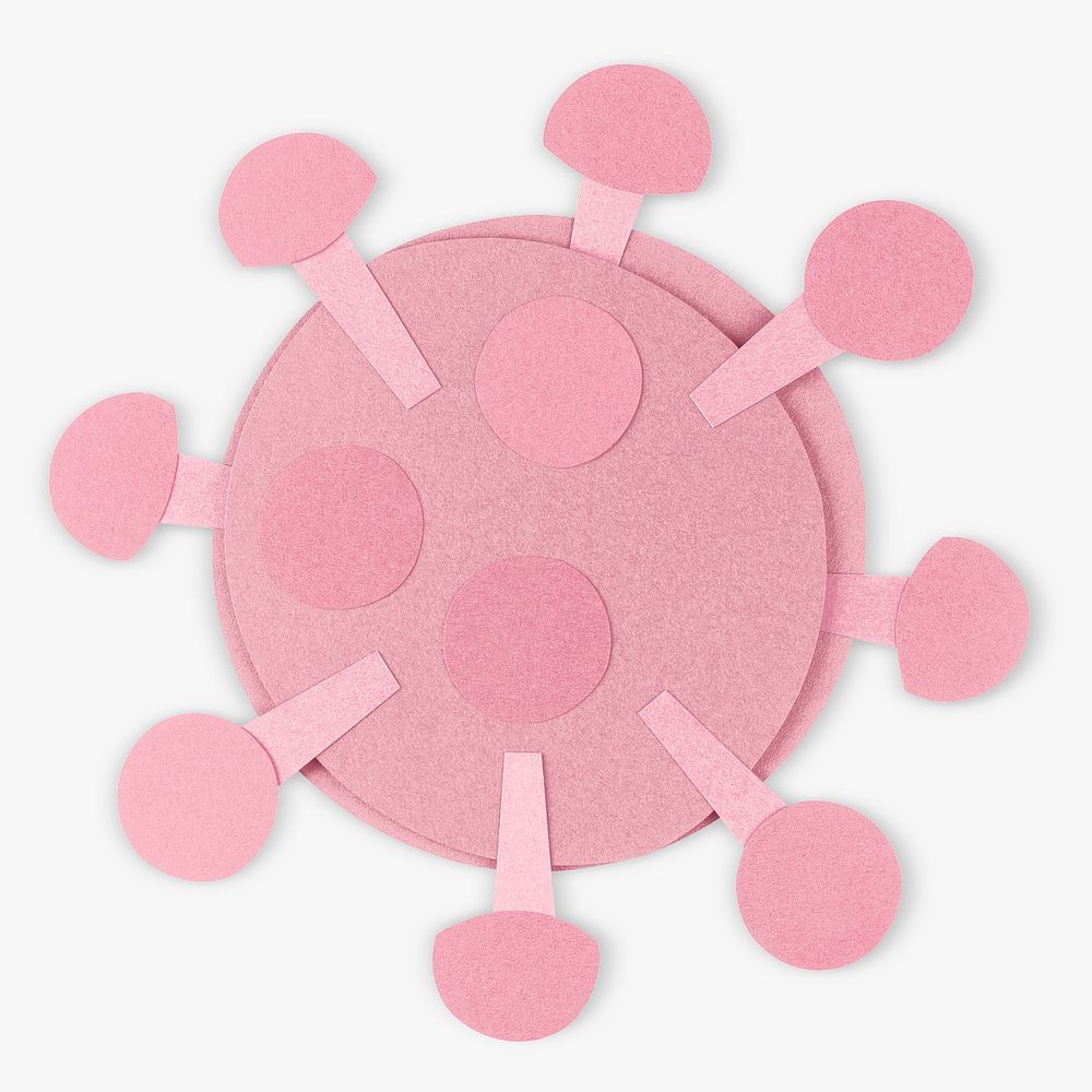 Pink paper craft coronavirus cell mockup