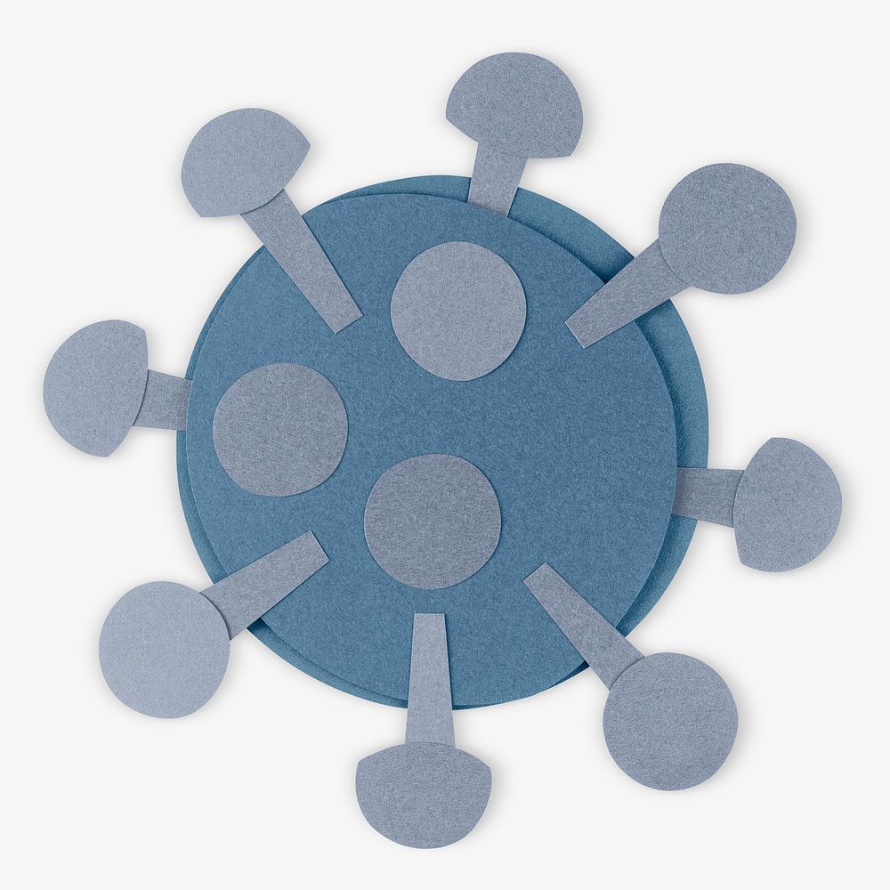 Blue paper craft coronavirus cell mockup
