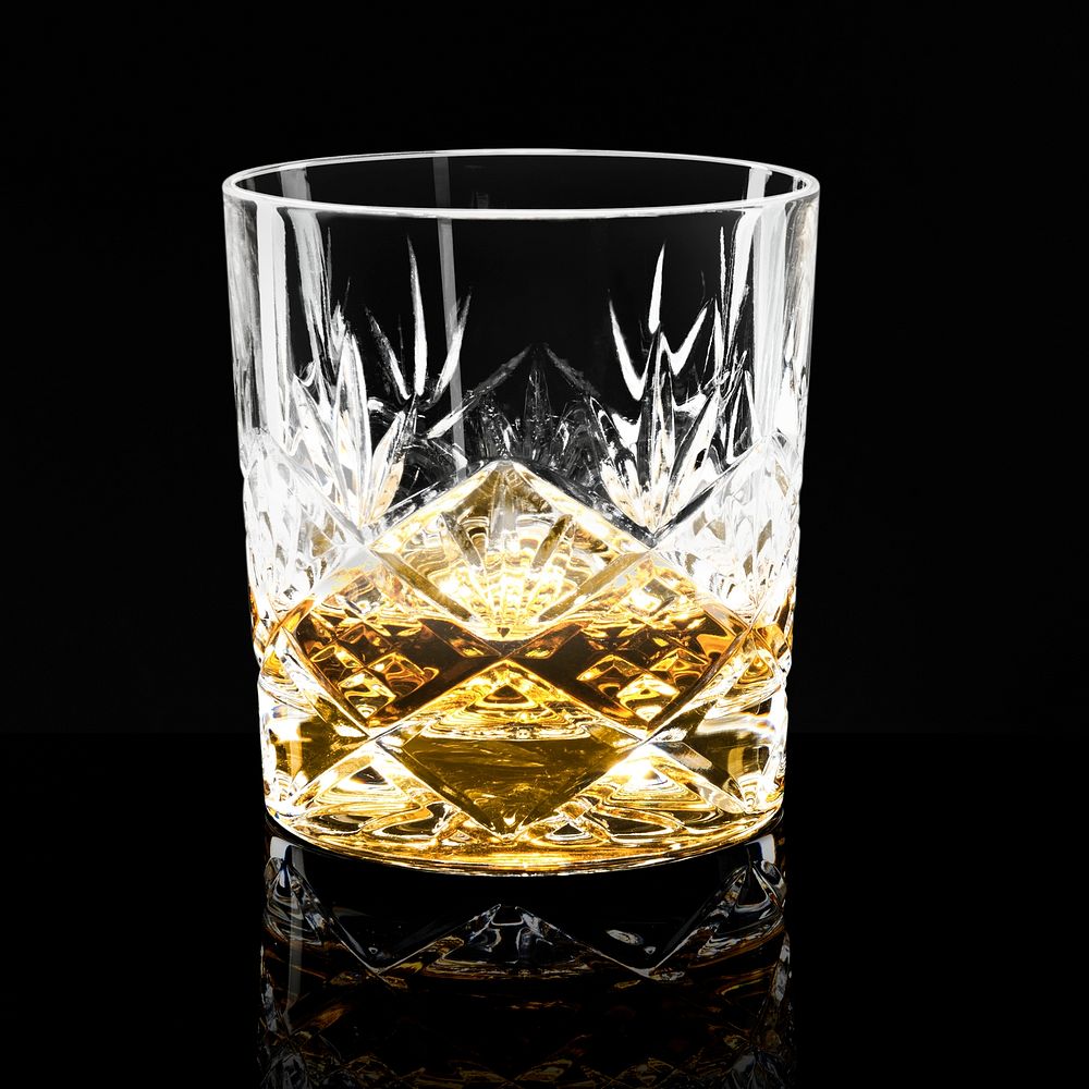 Whisky glass mockup on black background