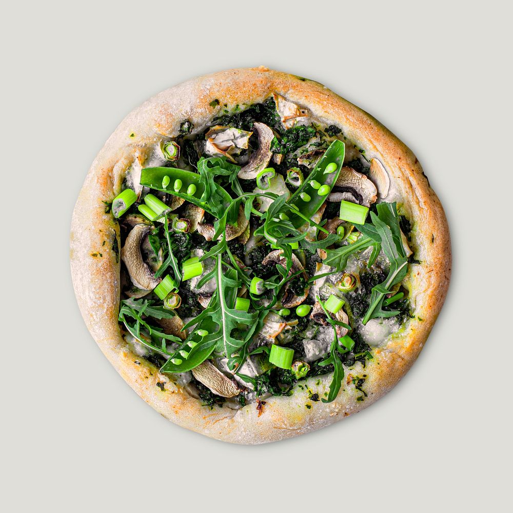 Goat cheese pizza with spinach pesto recipe idea