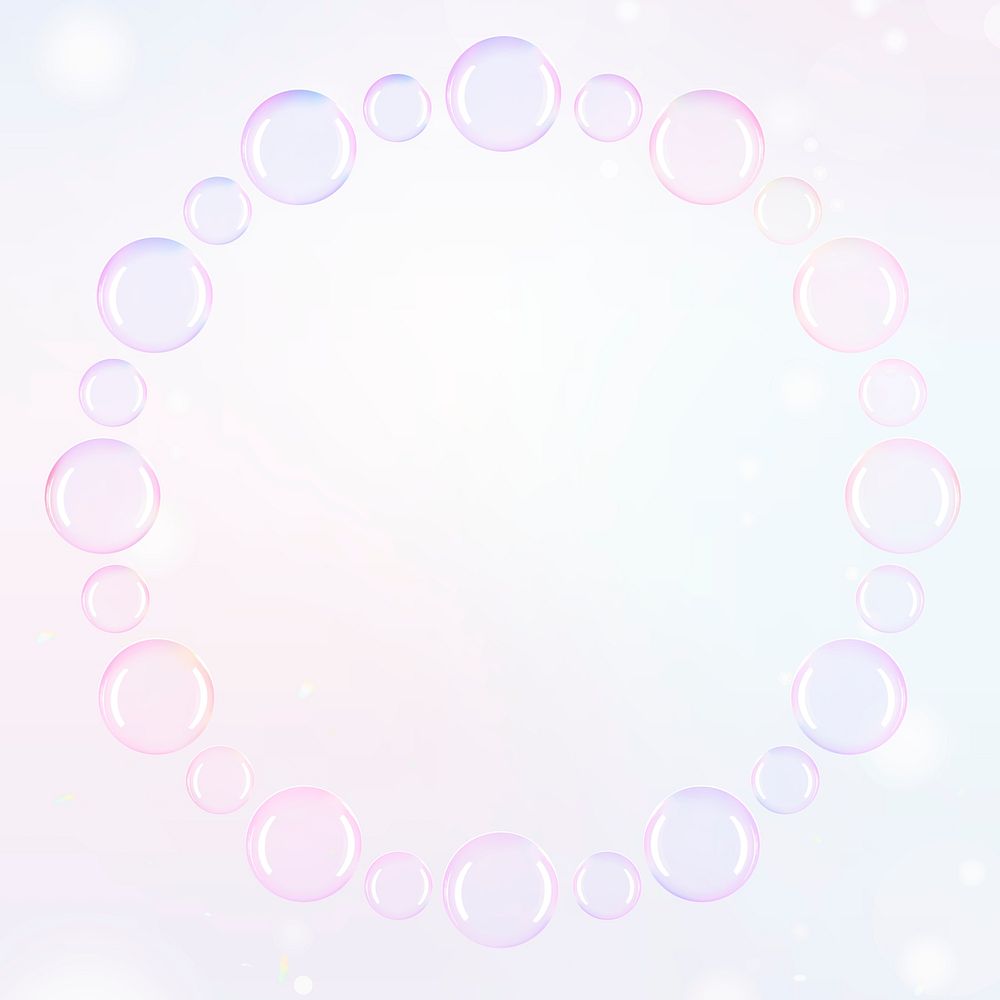 Round shaped soap bubble frame design element on a pastel background