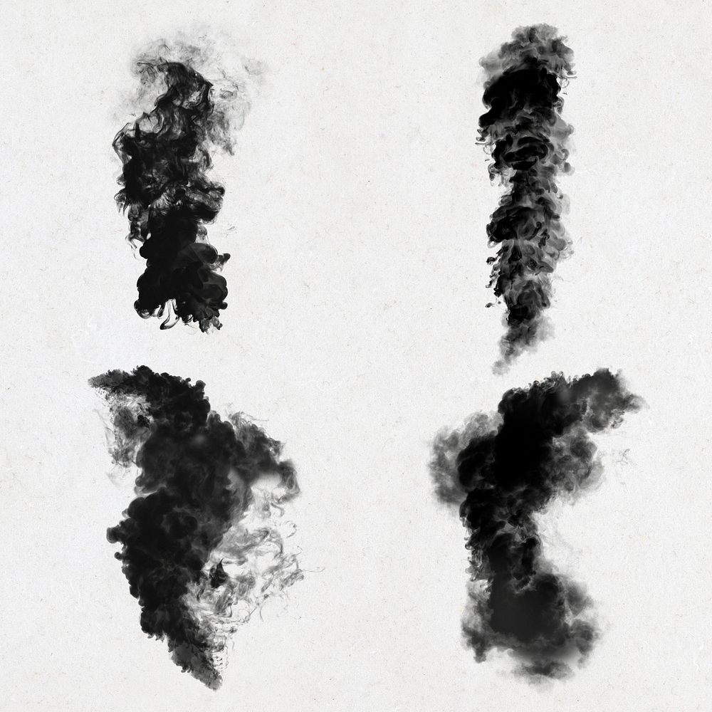 Black smoke effect design element set on a white background