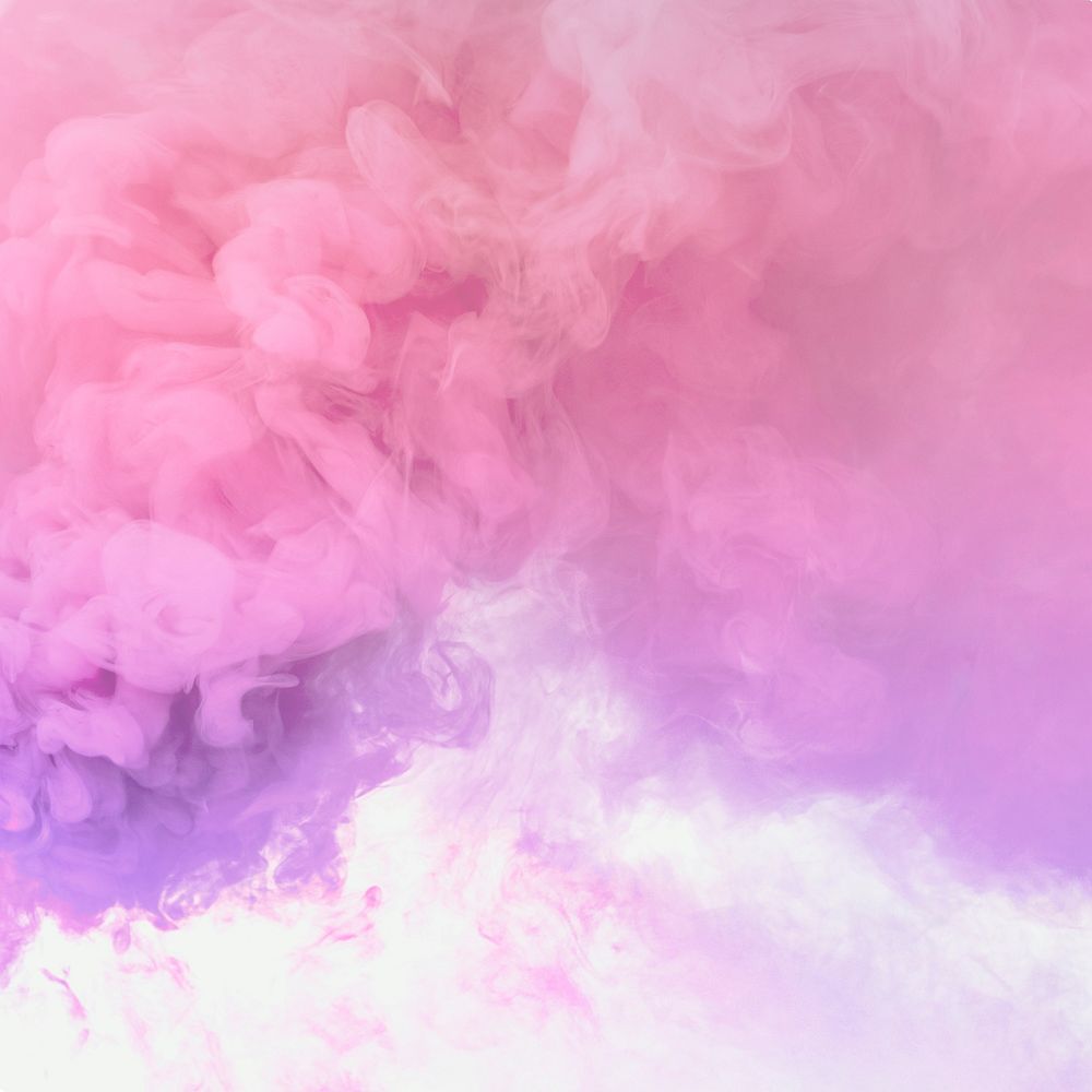 Pink and purple smoke effect design element on a white background
