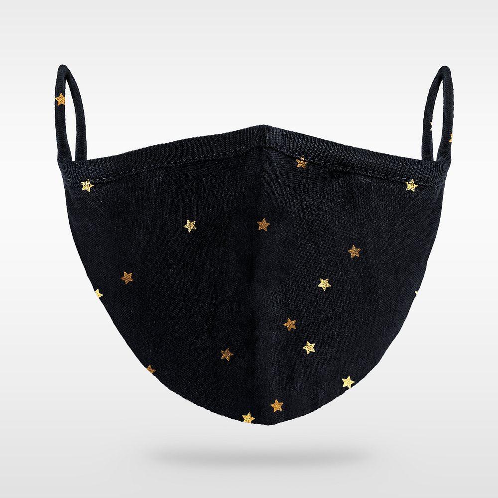 Black mask with star glitter mask mockup