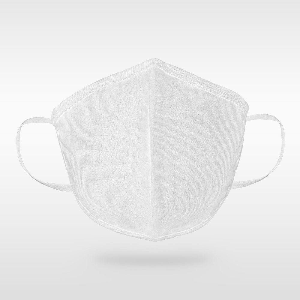 White fabric face mask on off white background