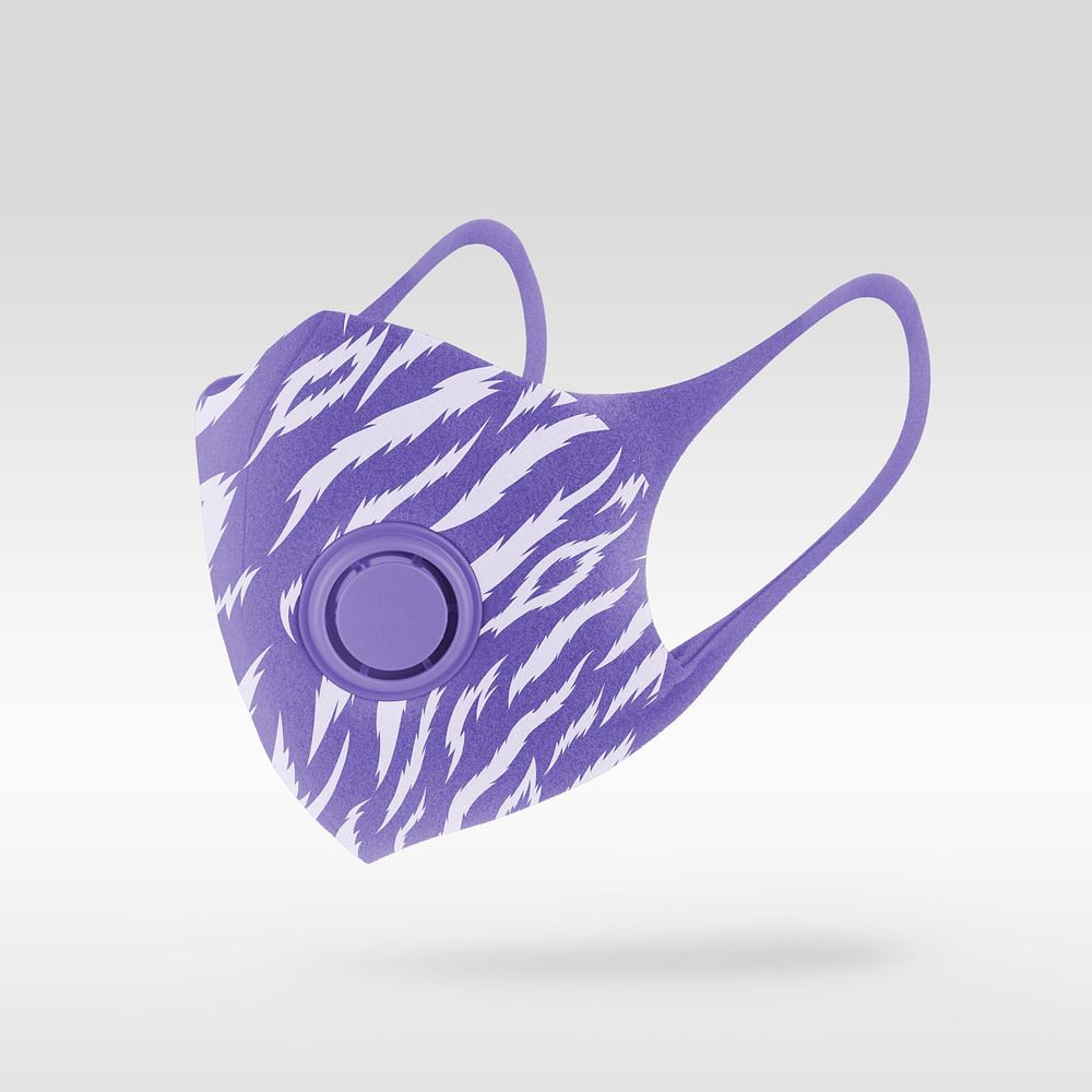 Purple foam mask with valve mockup