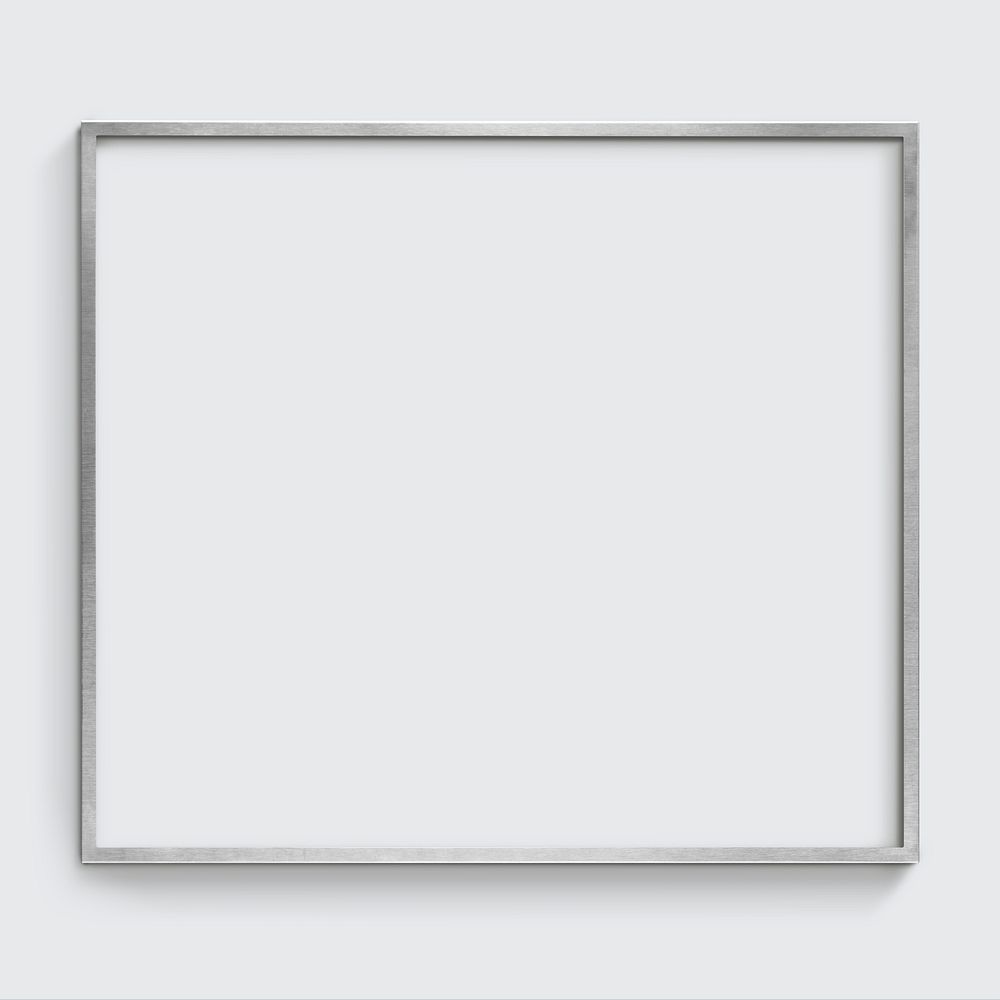 Silver square frame on gray background
