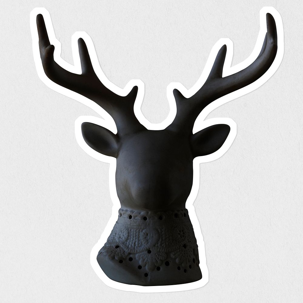 Decorative black ceramic deer head sticker
