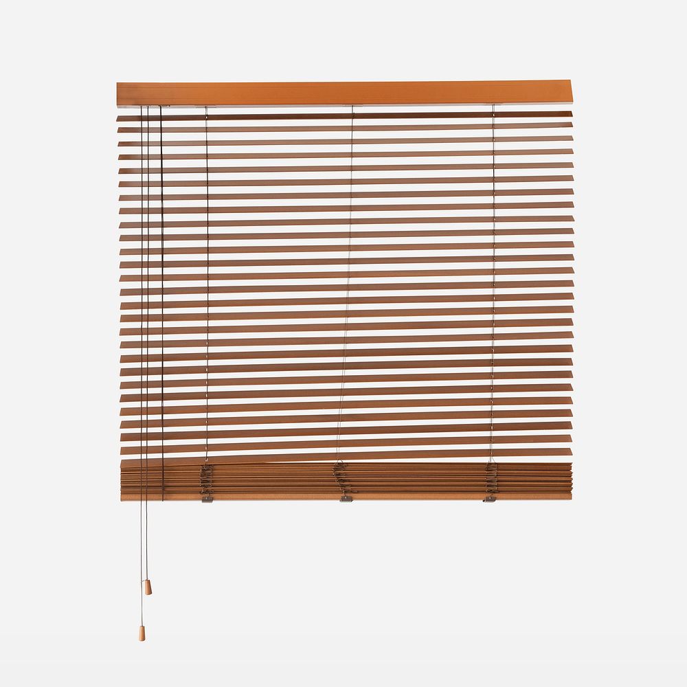 Vintage wooden blinds on white background