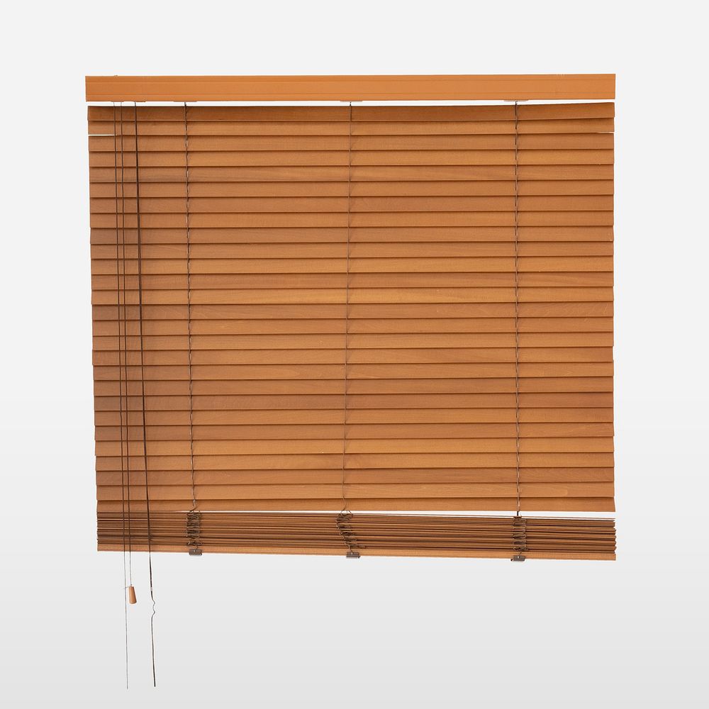 Vintage wooden blinds on white background
