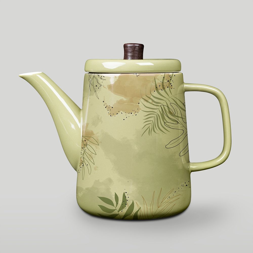 Green ceramic floral pattern kettle