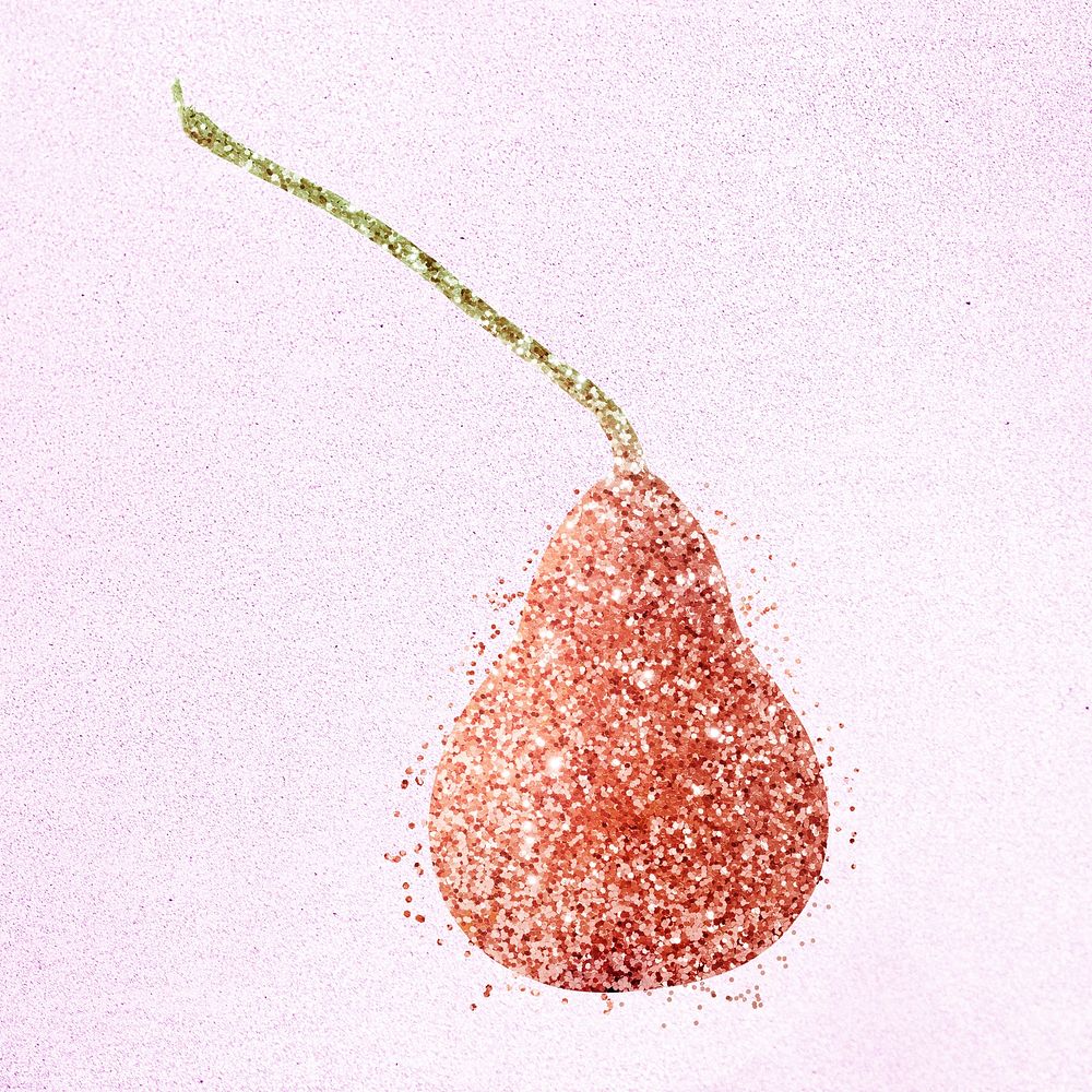 Pink glittery pear on pink background