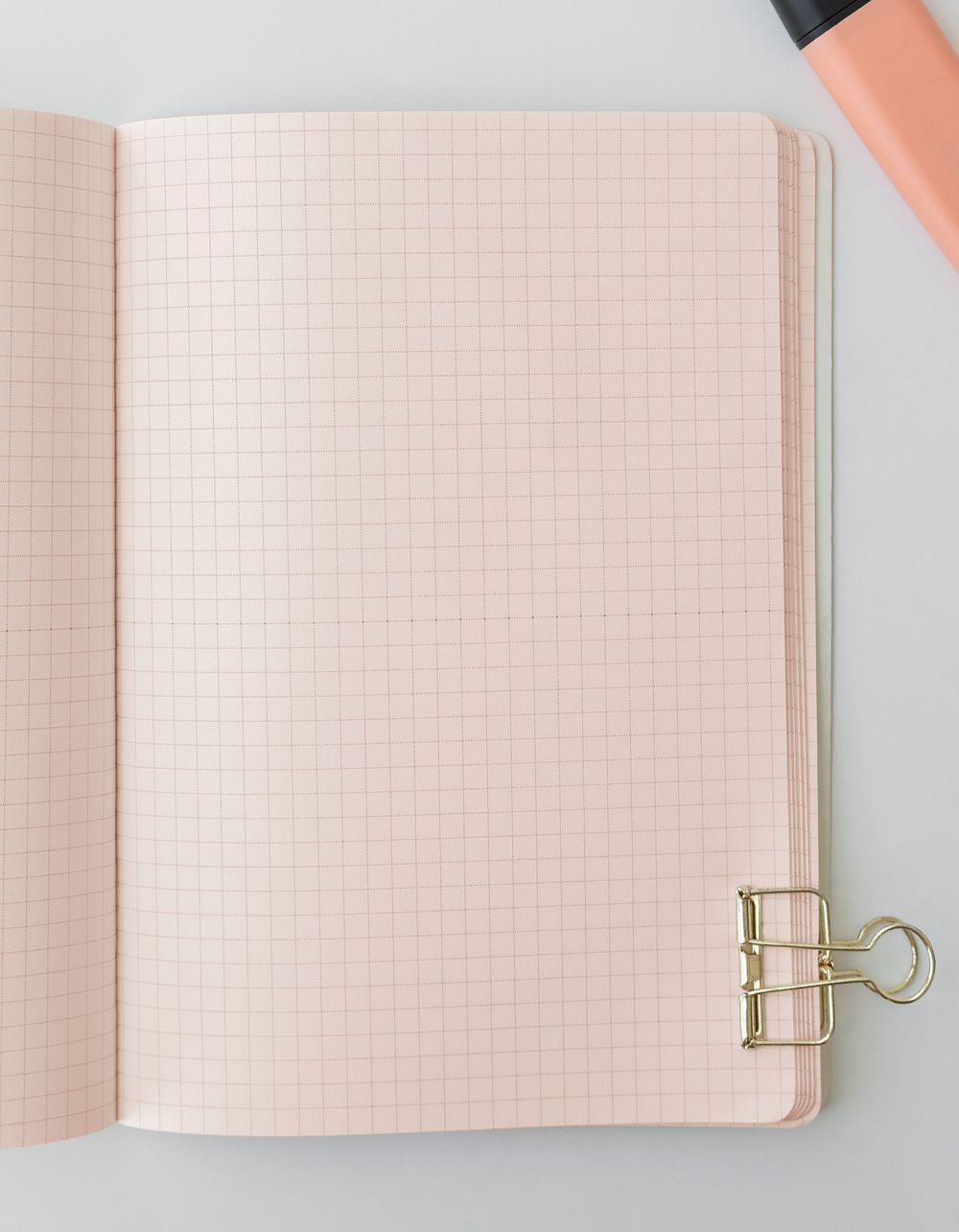 Blank white grid pattern notebook mockup