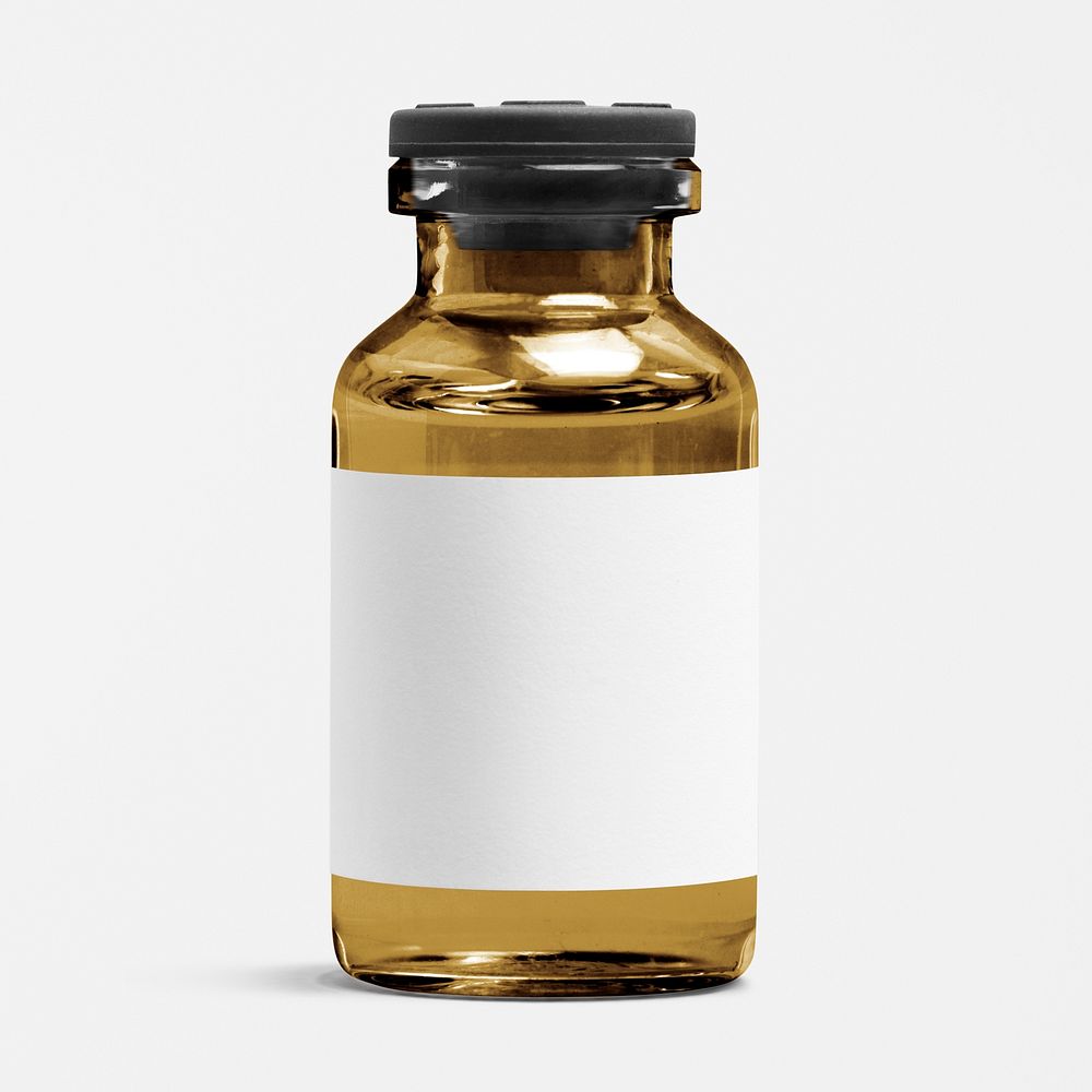Amber medicine vial label mockup psd