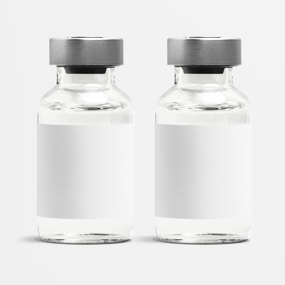 Medicine glass bottle label mockups psd
