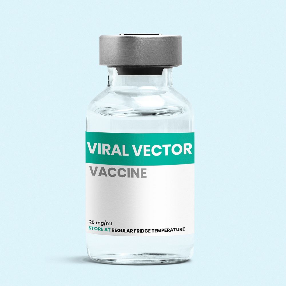 Injection bottle label mockup psd for viral vector vaccine