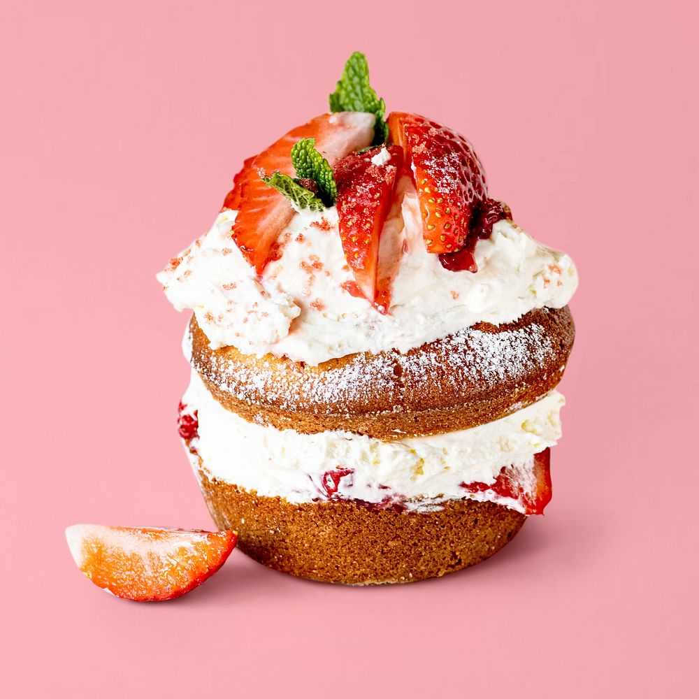Mini strawberry shortcake mockups psd on pink