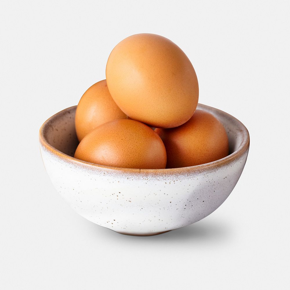 Eggs mockup psd in a ceramic bowl food photography