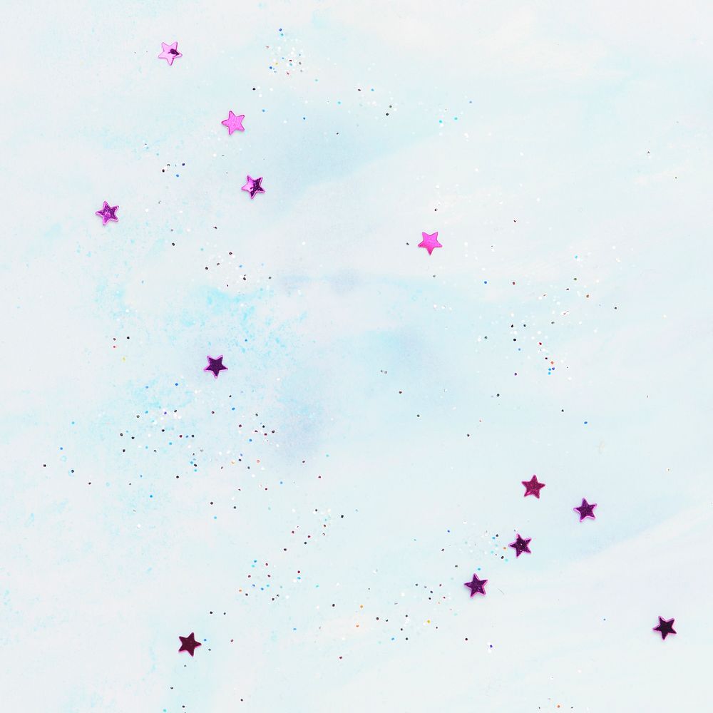 Purple star glitter blue watercolor background