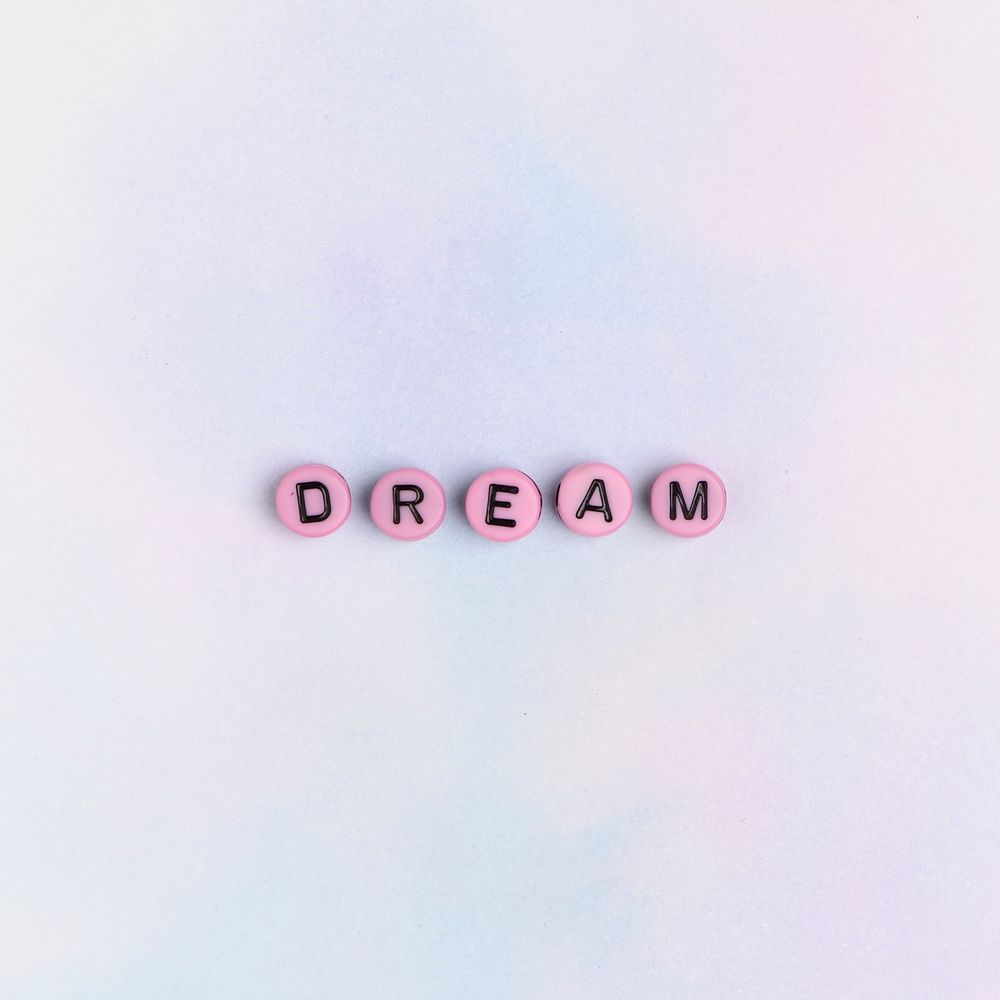 DREAM beads text typography on pastel