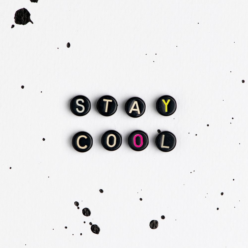 STAY COOL beads text typography on white