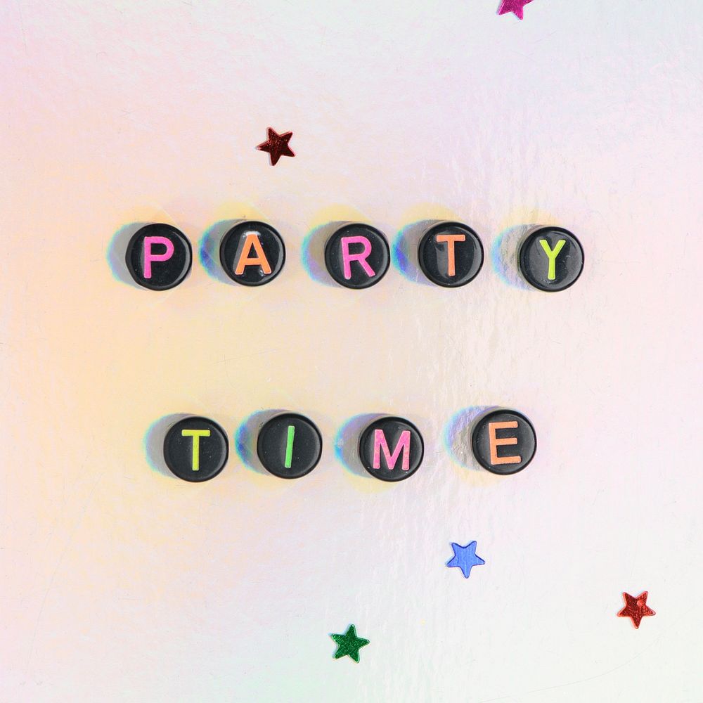 PARTY TIME word alphabet letter beads