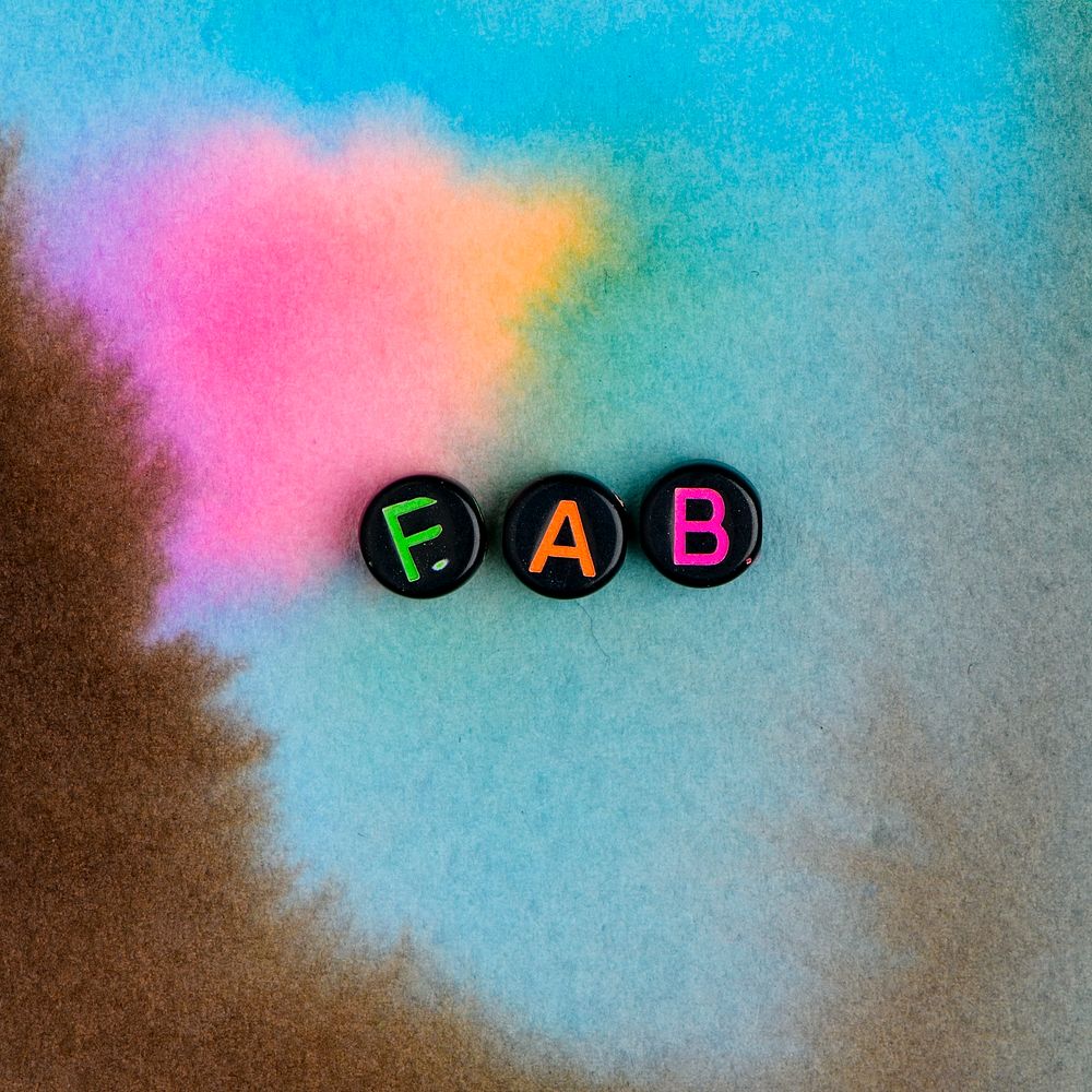 Black FAB beads word typography on