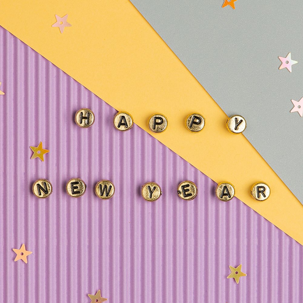 HAPPY NEW YEAR beads message typography