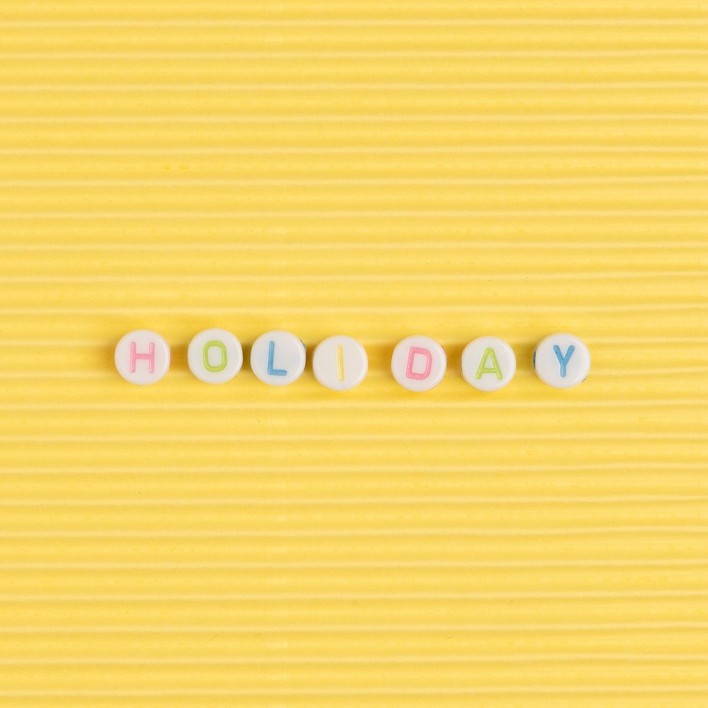 Holiday word typography alphabet beads