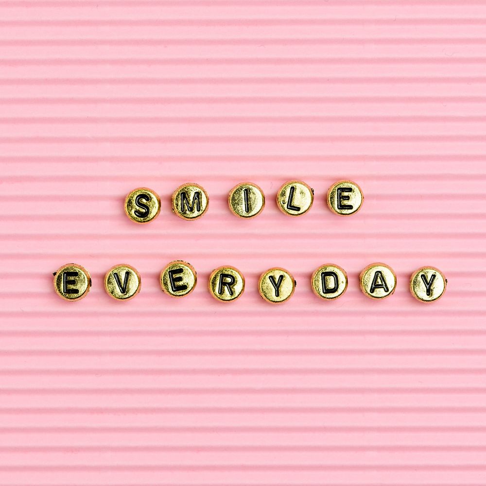 SMILE EVERYDAY beads text typography
