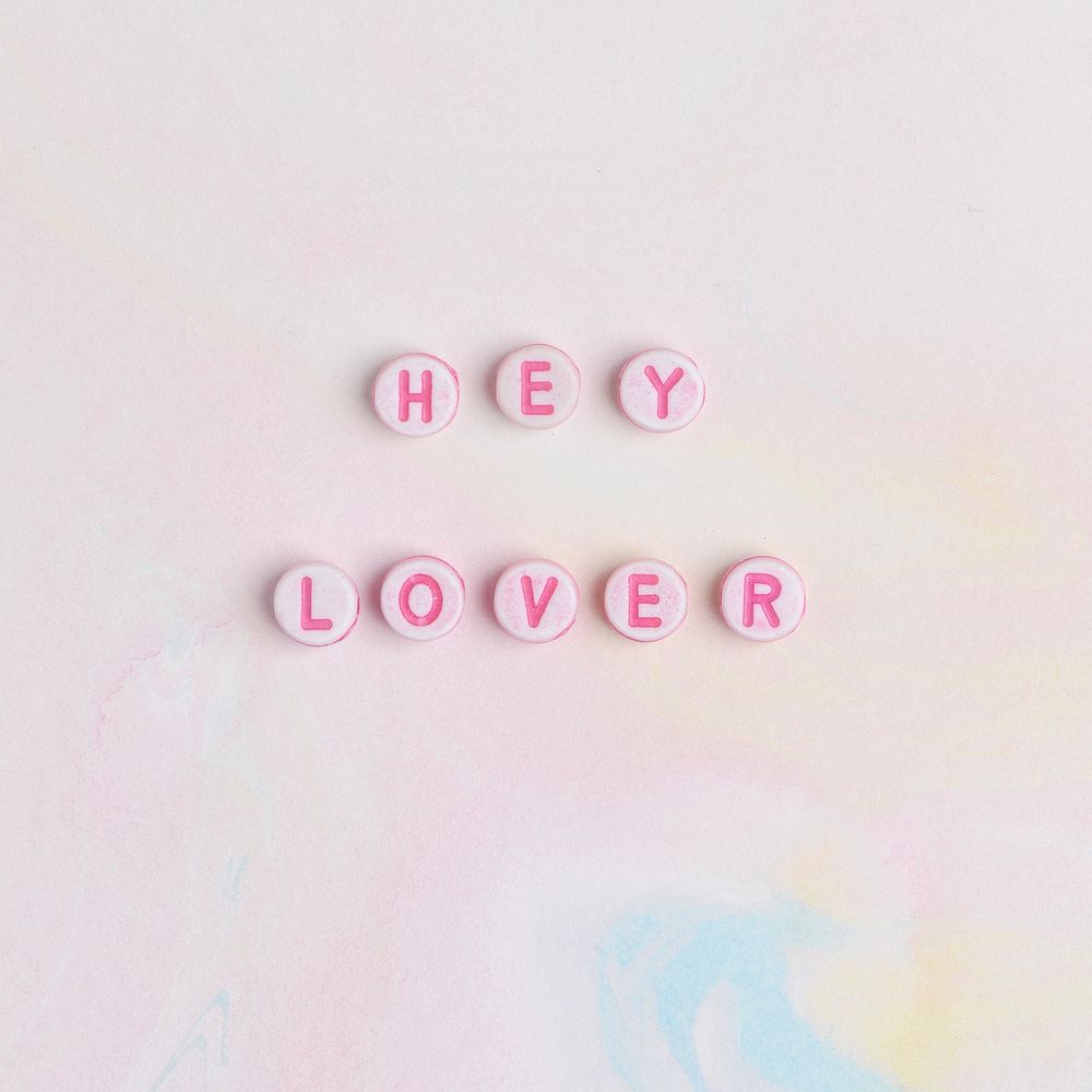 HEY LOVER beads lettering word typography