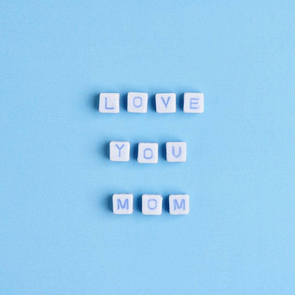 LOVE YOU MOM beads message typography
