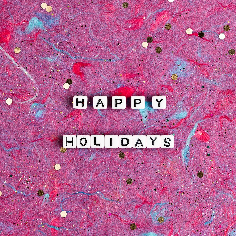 HAPPY HOLIDAYS beads text typography