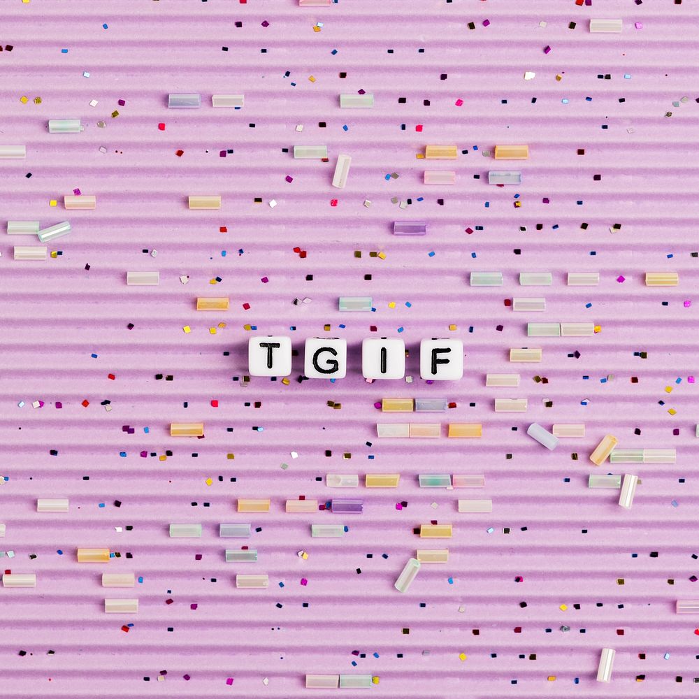 TGIF alphabet letter beads typography