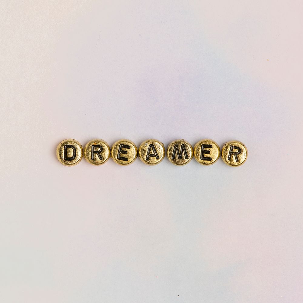 DREAMER beads text typography on pastel