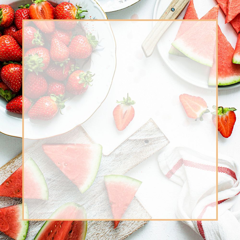 Flat lay psd mixed red fruit frame